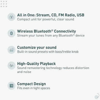Panasonic Compact Stereo System with CD Player, Bluetooth, FM Radio and USB with Bass and Treble Control, 20W Stereo System for Home with Remote Control - SC-PM270PP-K (Black) - style: 20W Stereo System