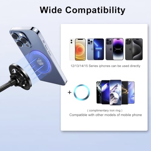 JCWINY for Magsafe Mic Stand Phone Holder, Flexible Phone Holder for Microphone Stands Super Magnets iPhone Mic Stand Holder Music Stands Phone Mount for iPhone 15 14 13 12 Pro Max Plus Max Mini - style: Magnetic