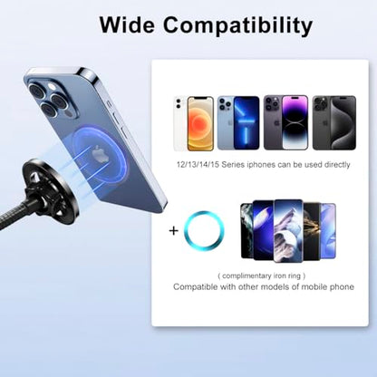 JCWINY for Magsafe Mic Stand Phone Holder, Flexible Phone Holder for Microphone Stands Super Magnets iPhone Mic Stand Holder Music Stands Phone Mount for iPhone 15 14 13 12 Pro Max Plus Max Mini - style: Magnetic