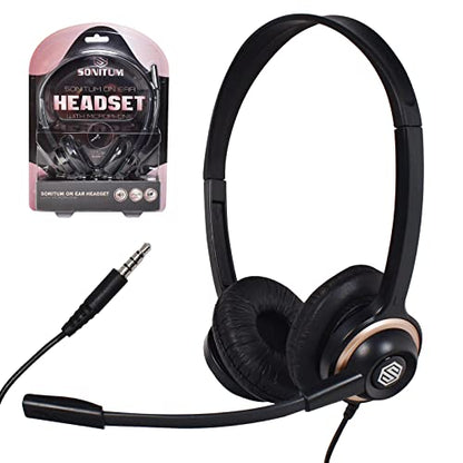 Sonitum Headset with Microphone - Noise Canceling Computer Headset for Office, Meetings, Chat- Comfortable Over-Ear PC Headphones with Rotating Mic- 3.5 Jack for Universal Connectivity (1 Pack) - size: 1 Pack