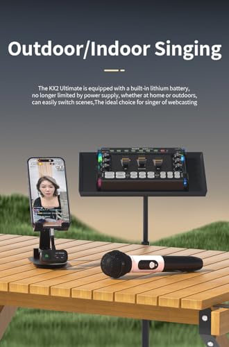 XOX Kx2 portable Streaming Audio Mixer for Pc/phone Professional Streaming live Sound Card with 48V Phantom Power,XLR and 3.5/6.5mm microphone audio interface for Podcast/Recording/singing.