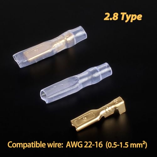 2.8mm Female Spade Quick Splice Crimp Terminals with Insulated Sleeve - size: 2.8mm