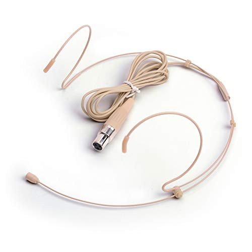 Microphone Headset Discreet Headworn Earset Over Ear Hanging Mic Compatible with AKG Wireless System Bodypack Transmitter, Ideal for Lectures, Live Performance, Theater, Podcasts – Beige
