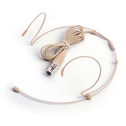 Microphone Headset Discreet Headworn Earset Over Ear Hanging Mic Compatible with AKG Wireless System Bodypack Transmitter, Ideal for Lectures, Live Performance, Theater, Podcasts – Beige