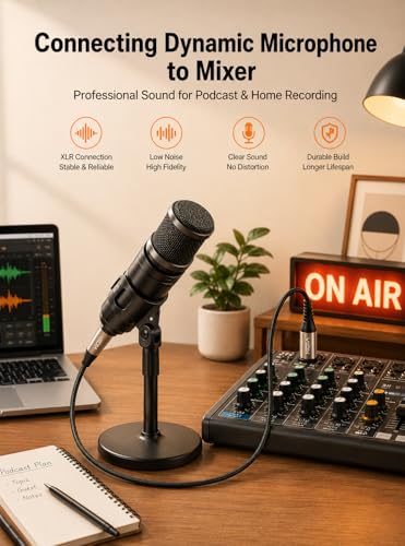 VIOY XLR Microphone Cable 2 Pack 6.6 FT, Male to Female Balanced Mic Cord | Self-locking XLR plug, aluminum shell,3-pin Braided microphone extension cord for studio recording, mixer and podcast use - size: 6.6-2Pack