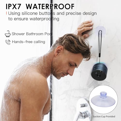 XLEADER Small Bluetooth Speaker, IPX6 Waterproof Shower Speaker - color: Black Blue
