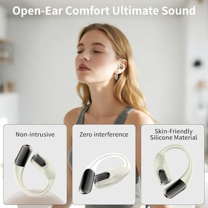 Wireless Earbuds Bluetooth Headphones,Lightweight Earbuds with Ear Hooks,Bluetooth5.4 Wireless Earphones,25H Playtime, IPX4 Waterproof Running Headphones for Gym(Naked White) - color: naked white