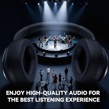 Pointcinco Hybrid Active Noise Cancelling Headphones, Over Ear Bluetooth 6.0 Wireless Headphones, 50H Playtime, Deep Bass, HiFi Stereo Sound, Lightweight Foldable for Travel, Home and Office (Black)