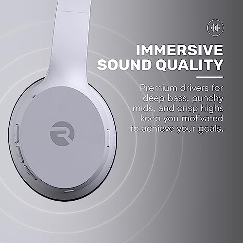 Raycon Fitness Bluetooth Headphones - Over The Ear Running Headphones, Active Noise Cancelling Wireless Headphones + Awareness Mode, Bluetooth Headset with Mic, 45 Hours of Battery Life (White) - color: White