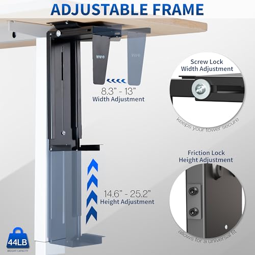 VIVO Black Large Under Desk and Wall Office PC Mount, MOUNT-PC01L - size: Full Towers