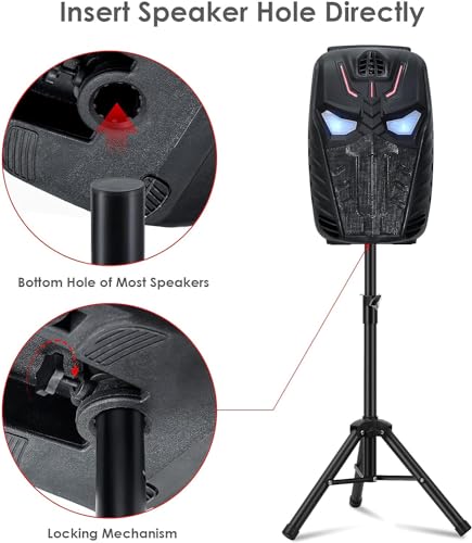 Speaker Tripod Stands, Adjustable PA DJ Short Tripod Stand | Mini Speaker Stand Compatible Insert Safety Pin and Knob Tension