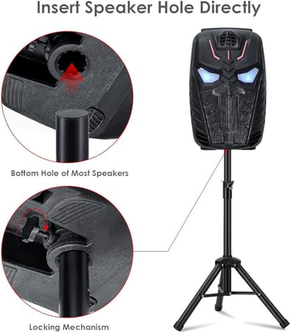Speaker Tripod Stands, Adjustable PA DJ Short Tripod Stand | Mini Speaker Stand Compatible Insert Safety Pin and Knob Tension