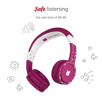 Tonies Foldable Wired Headphones for Kids - Comfortably Designed to fit On-Ear - Works with Toniebox 1 and All 3.5mm Devices - Purple - color: Purple