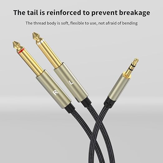 3.5mm Stereo Cable, Audio Cord, 10FT, 1/8 TRS to Dual 1/4 TS Mono, Y Splitter Cord Adapter Compatible with iPhone, PC, CD, Speaker, Home StereoSystem - size: 10 FT - 1pcak, style: 3.5mm (1/8") TRS to Dual 6.35mm (1/4") TS Mono