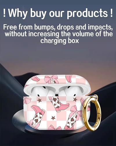 Cute Hard Case Compatible with AirPods Pro 2nd/1st Generation, Protective Cover with Golden Keychain, Fits 2023/2022/2019 Models, for Women, Girls, and Men(Cute Cowgirl Boots - color: Cute cowgirl boots