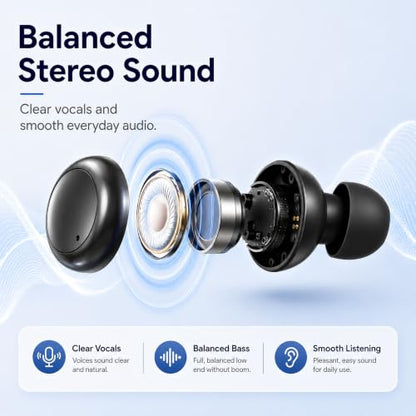 Invisible Sleep Earbuds for Side Sleepers, Mini Bluetooth Headphones, Black - color: Black
