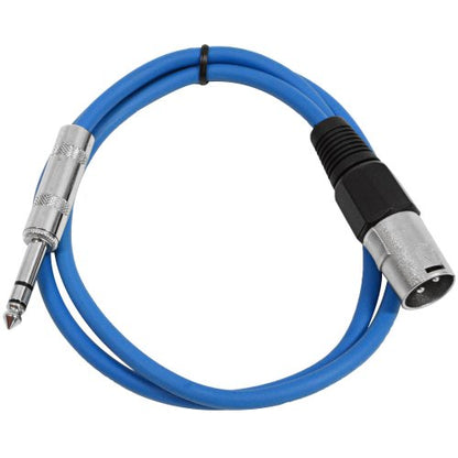 Seismic Audio SATRXL-M2Blue6 2-Feet XLR Male to 1/4-Inch TRS Patch Cables - Blue - color: Blue, size: 2 Foot