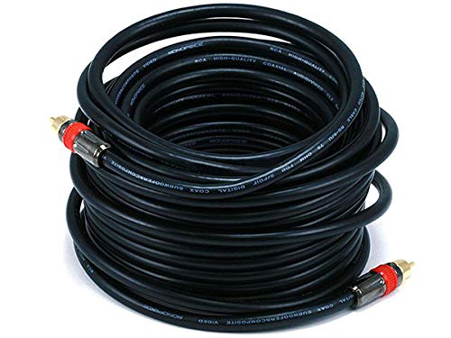 Monoprice RG6 RCA - RG6/U 75ohm, CL2 Rated, Digital Coaxial Audio Cable,for S/PDIF, Digital Coax, Subwoofer & Composite Video, 50 Feet, Black - size: 50 feet