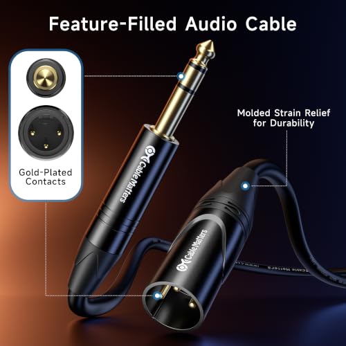 Cable Matters 6.35mm 1/4 Inch TRS to XLR Cable, Male to Male, 15ft - size: 15 ft