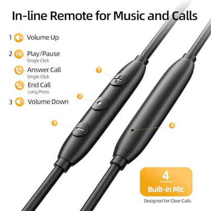 ENC Noise Cancelling Wired Earbuds, Hybrid Driver Wired Headphones with 3.5mm Jack, Microphone Hands-Free Calls in-Ear Headphones for iPhone 16/15/PC