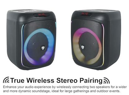 Rockville ROCKBOX PRO V2 150W Portable Bluetooth Speaker, LED Party Lights, TWS Pairing, Mic Input, for Outdoor Events and Karaoke | 12-Hour Rechargeable Battery, 150W Peak, 40W RMS. Bluetooth 5.1, TWS Pairing, USB/AUX/Mic Inputs, 40ft Wireless Range