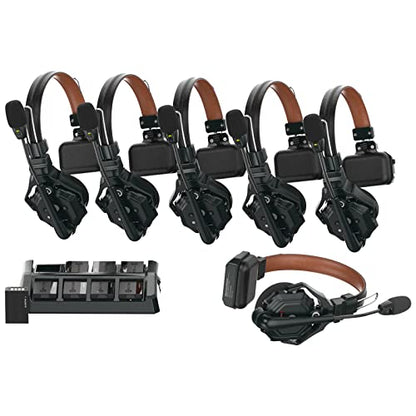 Hollyland Solidcom C1 Pro Wireless Intercom Headset System ENC Noise Cancellation Full Duplex 6-Person 1100ft Team Communication with PTT Mute Single Ear Headset for Church Drone TV Film Production - size: 6 Set Single Ear