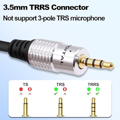 3.5mm Headphone Splitter Audio Y Cable Adapter 3.5mm TRRS Stereo 1 Female to 2 Male Micphone Extension Cable Cord for Phones Tablets Game Console-0.5M/1.64FT(Female to 2 Male) - style: female to 2 male