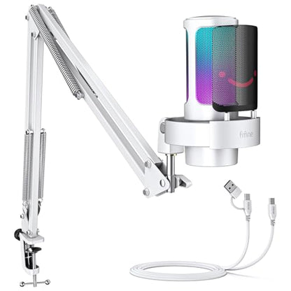 FIFINE A8TW USB Gaming Microphone Kit, Condenser Mic for Podcast Streaming - size: A8TW-Boom Arm