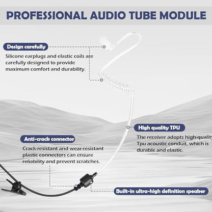 1-Pin 2.5MM Walkie Talkies Earpieces with Mic Covert Air Acoustic Tube Headset for Motorola Talkabout MH230R MR350R T200 T200TP T260 T260TP T600 MT350R Two Way Radio (2 Pack)