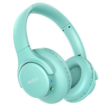 KVIDIO Bluetooth Headphones Over Ear, 65 Hours Playtime Wireless Headphones with Microphone, Foldable Lightweight Headset with Deep Bass, HiFi Stereo Sound Low Latency for Travel Work Cellphone - color: Green