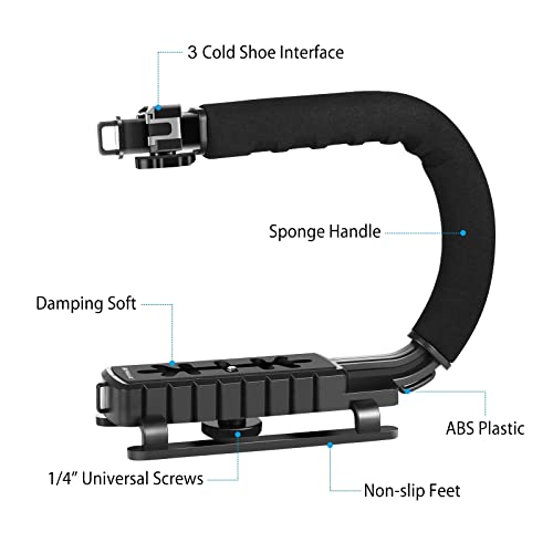 PULUZ Video Action Handheld Stabilizer, U/C Shape Video Action Stabilizing Handle Grip with Cold-Shoe Mount for All Camera Action Camera Camcorder and Smartphones - style: stabilizer kits