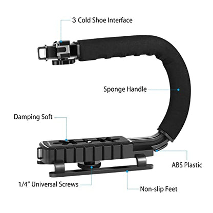 PULUZ Video Action Handheld Stabilizer, U/C Shape Video Action Stabilizing Handle Grip with Cold-Shoe Mount for All Camera Action Camera Camcorder and Smartphones - style: stabilizer kits