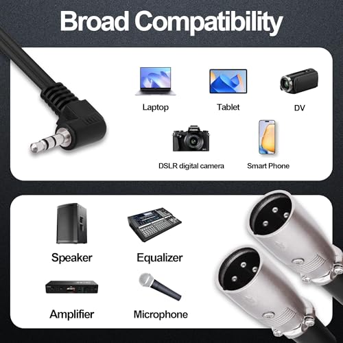 3.5mm TRS to XLR Male Microphone Y Splitter Cable 1.8M | 90 Degree 1/8 inch to Dual XLR Audio StereoPatch Cord,for Microphone Mixer Speaker Amplifer - style: male