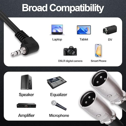 3.5mm TRS to XLR Male Microphone Y Splitter Cable 1.8M | 90 Degree 1/8 inch to Dual XLR Audio StereoPatch Cord,for Microphone Mixer Speaker Amplifer - style: male