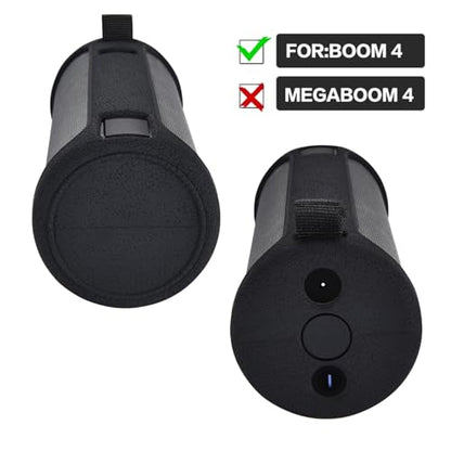 Travel Carrying Protective Silicone Case Compatible with Ultimate Ears Boom 4 Portable Bluetooth Wireless Speaker, Silicone Case Cover with Metal Hook for Ultimate Ears Boom 4 (Black) - color: Black