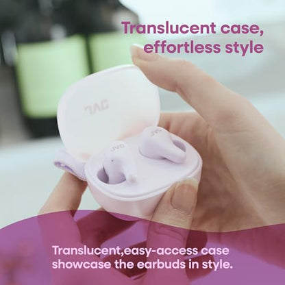 JVC Gumy Premium True Wireless Earbuds Noise Cancelling, Bluetooth 5.4 Headphones 26H Battery, ANC Ambient Mode, Gaming Low Latency, USB-C Case - color: Grape