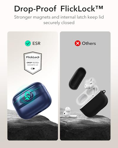 ESR for AirPods Pro 3 Case (2025), Compatible with MagSafe, Navy Blue | Compatible with AirPods Pro 3 (USB-C Cable), Magnetic Lid, Full Drop Protection Cover with Lanyard - color: Blue, size: AirPods Pro 3 Case