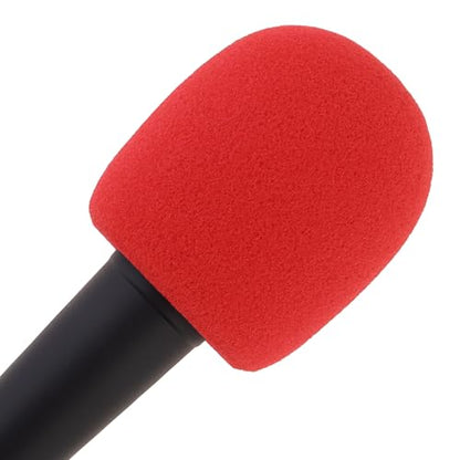 5pcs Foam Mic Cover Handheld Microphone Windscreen, Microphone Cover Foam Mic Covers, Microphone Cover Protection (Red) - color: Red