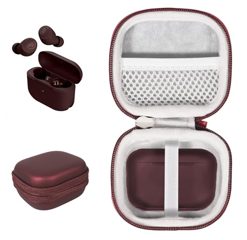 Case for JLab Go Pop+,Go Air Pop,Air Tones+/ Tones, JBuds Mini True Wireless Earbuds, Compact Organizer for the Charger case and Charger Cord (Red) - color: Red