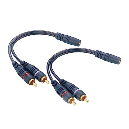 2Pcs 3.5mm to RCA Stereo Audio Y Cable RCA to AUX Adapter for TV Speaker | 3.5mm female to 2 RCA male adapter, gold-plated for clear stereo sound, 9-inch short cable for TV, smartphones, Headphones