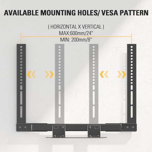Mounting Dream Soundbar Mount with Easy Access Design for SONOS Beam, SoundBar Bracket with Sliding Block Fits TV up to VESA 600x400mm, Compatible with The Beam Constructed of Duty Aluminum Profile - size: Soundbar Mount for Sonos Beam