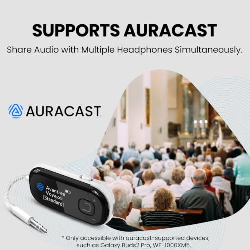 Avantree Voyager Airplane Bluetooth Adapter with OLED Display | Easy Pairing for AirPods, Bose & Bluetooth Headphones, aptX Adaptive & Auracast Audio Transmitter for Flights & Travel - color: White