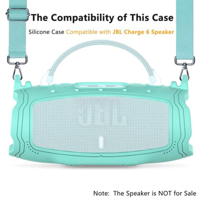 Silicone Cover Case for JBL Charge 6 Portable Bluetooth Speaker - color: Teal
