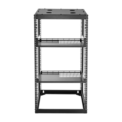 VEVOR 20U Server Rack, Open Frame Network Rack,4-Post Floor Standing or Wall Mounted, Includes 2PCS Vented 1U Rack Shelves & Mounting Hardware, Computer Wall Rack for 19" IT/AV Equipment - size: 20U Server Rack