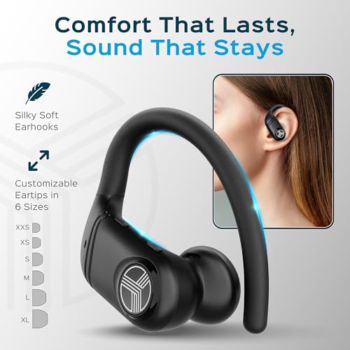 TREBLAB X4 Over the Ear Earbuds Wireless Bluetooth, 11H, IPX5 (Renewed)