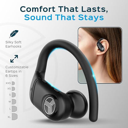 TREBLAB X4 Over the Ear Earbuds Wireless Bluetooth, 11H, IPX5 (Renewed)
