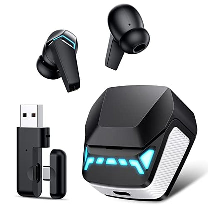 iMangoo Wireless Gaming Earbuds Headset for PS5 PC,2.4 GHz 22ms Low Latency+5.2 Bluetooth Headphones with Microphone Noise Canceling Earphone Stereo Bass IPX5 for Mac PS4 Nintendo Switch Tablet Laptop