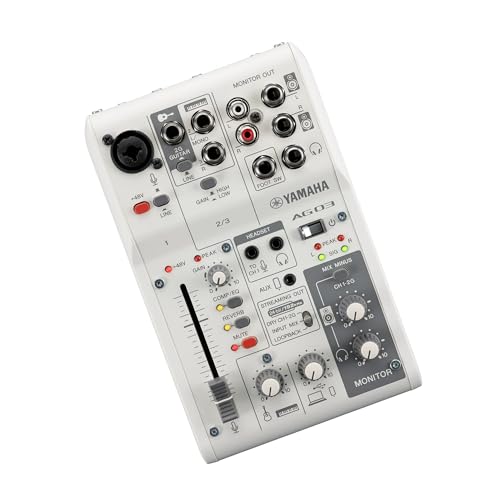 Yamaha AG03MK2 White 6-Channel Live Streaming Loopback Mixer/USB Interface with Steinberg Software Suite | Steinberg Software Suite - color: White, style: AG03 MK2