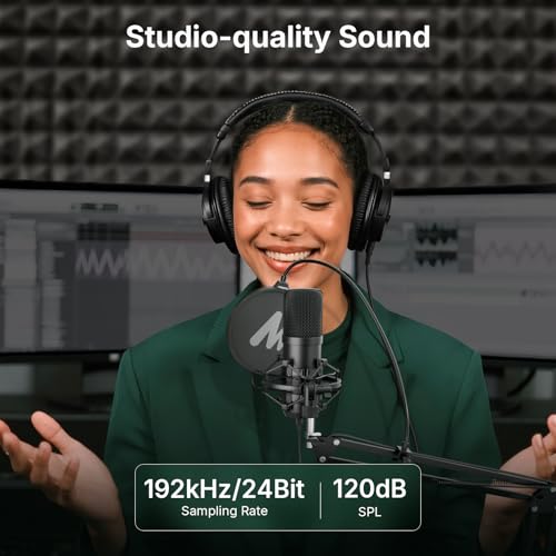 MAONO A04 Gen2 & MH700 Podcast Microphone with Studio Headphone Bundle | 192kHz/24Bit USB/XLR Condenser Cardioid Metal Mic with Software Pro Sound Chipset for Recording, Streaming, YouTube