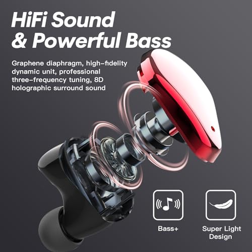 Small Wireless Earbuds for Small Ear Canals, Blue Tooth Ear Buds Earphones for iPhone Android, Micro Tiny Mini Earbuds Wireless Bluetooth Noise Cancelling Waterproof in-Ear Headphones for Sports